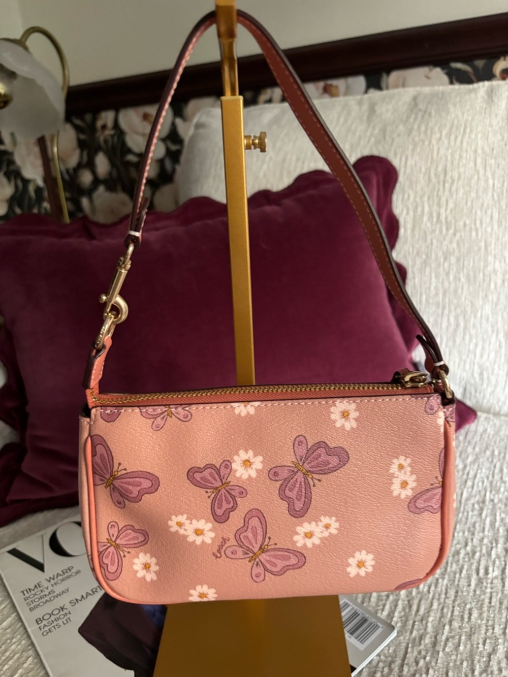 SOLD- Coach Nolita 19 Butterfly Print Shell Pink Multi Wristlet Shoulder Bag - Picture 5 of 6
